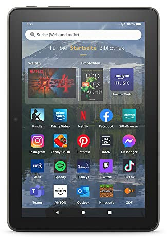 Fire HD 8 Plus-Tablet, 8-Zoll-HD-Display, 32 GB, 3 GB RAM, kabelloses Laden (2022), grau, mit Werbung