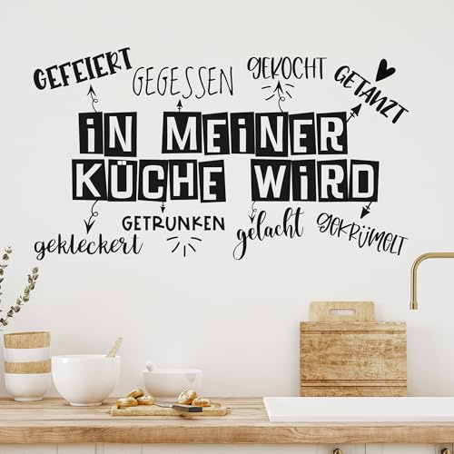 GRAZDesign Wandtattoo Spruch in meiner Küche wird gekocht | Küchenaufkleber selbstklebend - 53x30cm / 080 braun