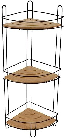 Tendance - 3 nivåer hörnhylla i svart metall och bambu H 61,5 cm