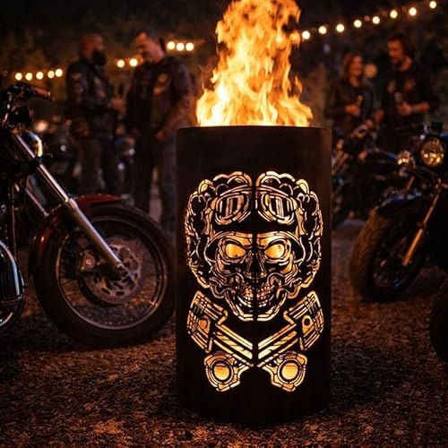TiKo-Design® Feuertonne Feuerkorb mit Skull Motiv
