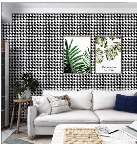 Selbstklebende Tapete. Wasserfeste Tapete. 3D-Tapete. Schwarze Tapete. Weiße Tapete. Karierte Tapete. Für Schlafzimmer, Mädchenzimmer, Wohnzimmer, TV-Hintergrund, Küche, Bad. (3M,Schwarz-888)