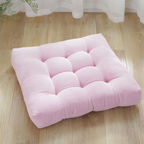 FANSU Samt Stuhlkissen, Solide Farbe Stuhl Kissenauflage Sitzkissen Stuhlauflage Sitzpolster Weiche Atmungsaktiv Sitzauflage Gartenkissen für Bürostuhl, Küche, Computerstuhl (53x53cm,Rosa)