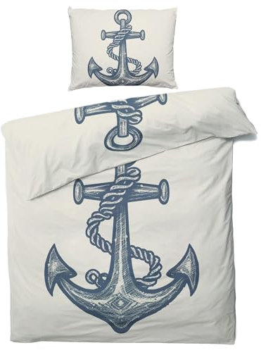 QEODAH Maritim Bettwäsche 200x220 Winter - Nautische Bettbezug 200x220 3 Teilig - Wendebettwäsche & 2 Kissenbezug 80x80 cm - Weiche Mikrofaser Bettwäsche-Sets mit Reißverschluss