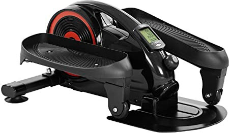 KM Fit Beintrainer mit LCD-Display & APP | Heimtrainer | Mini Ellipsentrainer | Crosstrainer für zu Hause und Büro | stufenlos Einstellbarer Magnetwiderstand | bis 100 kg | SilentBelt-System