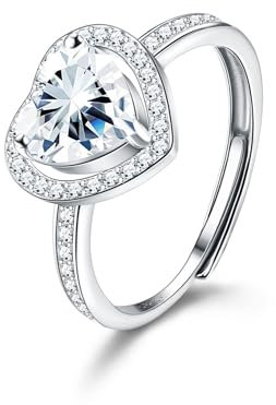 JeweBella 925 Sterling Silber Ringe für Damen Verstellbarer Verlobungsring Eheringe Glänzend Cubic Zirkonia Ring Fingerring Trauringe Engagement Promise Ring für Frauen Paar Ring Schmuck