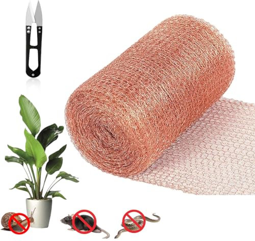 GLSAYZU Kupferband Gegen Schnecken, Schneckenzaun Kupfer, Kupferband Schneckenzaun Kupfernetz, Kupfergewebe Schneckenschutz Für Blockieren Von Eintrittspunkten Shneckenschutz Für Garten (127mm*10m)