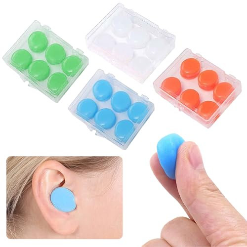 TYXHXTF Ear Plugs for Sleeping, 12 Pair (24 Pieces) Noise Cancelling Moldable Earplugs, Reusable Soft Silicone, Waterproof, for Sleep, Studying, Swimming, Travelling