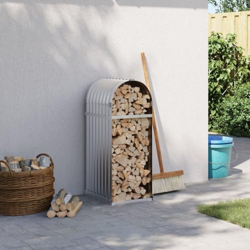 ShGaxin Leñero de Acero galvanizado Plateado 40x45x100 cm, Leñero Exterior, Guardar Leña Exterior, para Guardar Leña, Almacenaje Leña, Estante De Leña - 364587