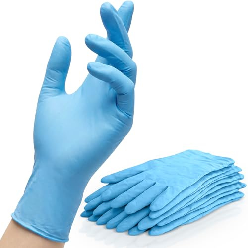 RAP Gloves Blue Vinyl Disposable Examination Gloves Latex-Free Powder-Free Examination Gloves for Medical Industrial Protein Free Food Household and Multi Use (L - Pack of 100)