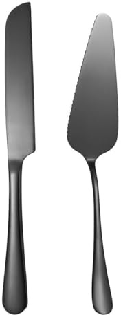 Ruikcoll Hochzeits tortenmesser und Server Set, Tortenheber, Tortenmesser,Edelstahl Kuchenheber & Tortenheber für die Hochzeit beinhalten Tortenausstecher und Tortenheber,2 Stück,schwarz