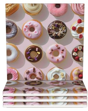 Sottobicchieri stampati con cupcake, ciambelle, muffin, zucchero, 4 pezzi, per bere, quadrati, assorbenti, in ceramica, per decorare la casa, protezione da tavolo