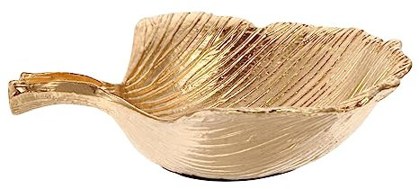 TINEASUR Plateau Forme De Plat à Bijoux Assiette De Rangement Pour Bijoux Dorés Plateau De Rangement Pour Bagues Organisateur De Table Doré