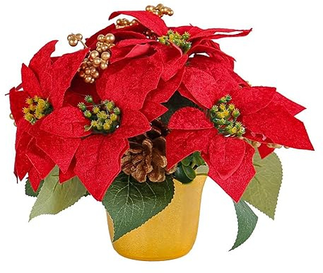 Pleayietoopiatiey Künstliche Weihnachtssterne, Topfpflanze, roter Weihnachtsstern für Partys im Innenbereich