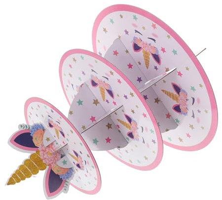IMIKEYA Charming Unicorn Birthday Cake Stand European Style Paper Cupcake Display Stand for Events