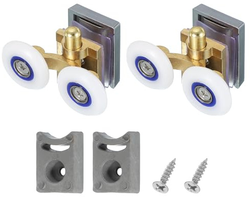 sourcing map Lot de 2 roulettes doubles pour porte de douche 25 mm