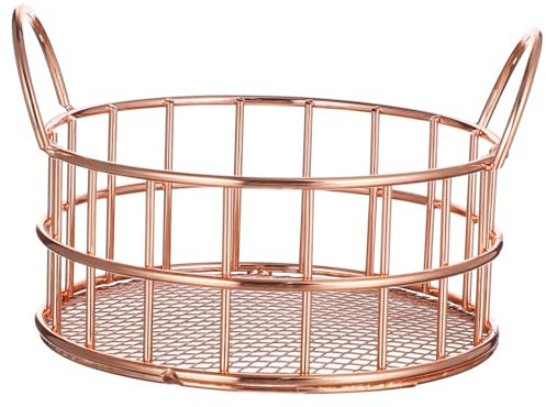 Ciieeo Iron Storage Basket Round Metal Craft Tabletop Organizer for Home Storage Fruit Basket Display