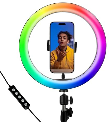 TronicXL stor LED RGB ringljus 25 cm utan stativ USB fotolampa smartphone selfie-ljus för iPhone TikTok selfie video videolampa mobiltelefonhållare