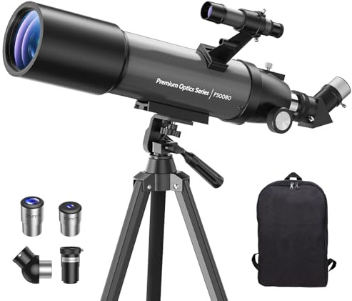 USCAMEL Telescopio Astronomico Professionale per Bambini: 80 mm Apertura 500 mm Telescopio Rifrattore Astronomico con Sacca Porta - Ideale per Principianti Viaggi Stargazing