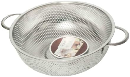Neel Saanjh Stainless Steel Rice Colander, Micro Perforated Hole, Ergonomic Handle, Multipurpose Kitchen Strainer, Ideal Use for Wash Beans, Pasta, Vegetables (28cm)