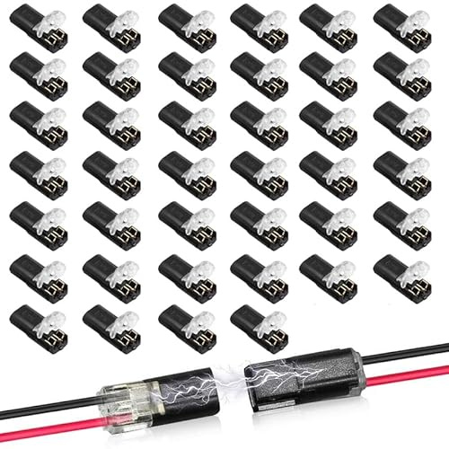 BMT xms Kabelverbinder 2-Polig, 18-22AWG Draht-Schnellspleiß-Steckverbinder, 2-Polig Kabel Steckverbinder Stecker, Steckbarer Schneller Kabelstecker, 40 Stück