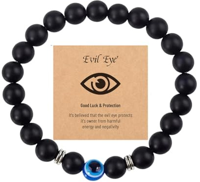 Evil Eye Protection Bracelet Men Women - Blue Tiger Eye Spiritual Beaded Bracelet Anxiety Relief Positive Energy Daily Wear Wellness Jewellery Gifts for Birthday Valentine Friendship Christmas