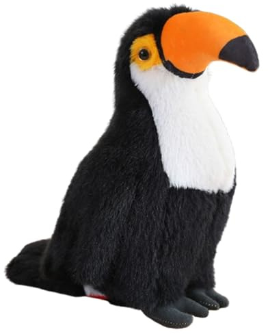 Plüschtier Tukan Kuscheltier, Stofftier im realistischen Design, Weich Vogel Plüschpuppe für Wilde Tiere, Flauschiges Tukan Gefüllte Spielzeug zum Kuscheln und Spielen, für Kinder (40cm,Weiß)