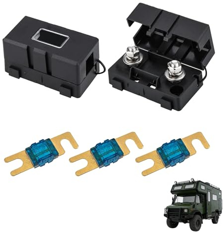 Ensemble de 3 Fusibles Midi 60A et 2 Porte-Fusibles ANS Haute Tension 12V-58V pour Protection des Circuits Électriques de Voitures, Camions, Véhicules de Construction, Bus et Caravanes