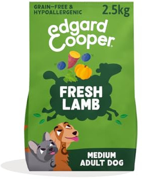 Edgard & Cooper Pienso Para Perros Adultos Medianos, Cordero Fresco (2.5kg), Comida Perro Seca Sin Cereales, Hipoalergénica, Ingredientes Naturales, Con equilibrio de fibra añadido