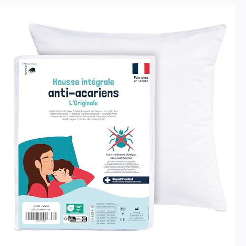 PharmaHousse – Vollständiger Milbenbezug Kissen für Allergiker – Medizinisches Produkt – 10 Jahre Garantie – Barrierebezug ohne Behandlung oder Beschichtung