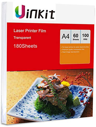 A4 Overhead Projector Film - 180sheets OHP Film for Laser Jet Printer and Copier Only 210x297mm Uinkit