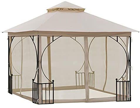 Outsunny Pavillon Gartenpavillon Partyzelt Gartenzelt Festzelt Doppeldach 3x3m
