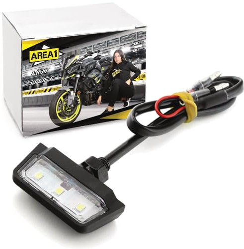 Area1 Lampada per la targa a LED universale per motocicli, scooter, quad, ATV, marchio E di omologazione europea Compatibile con KSR,