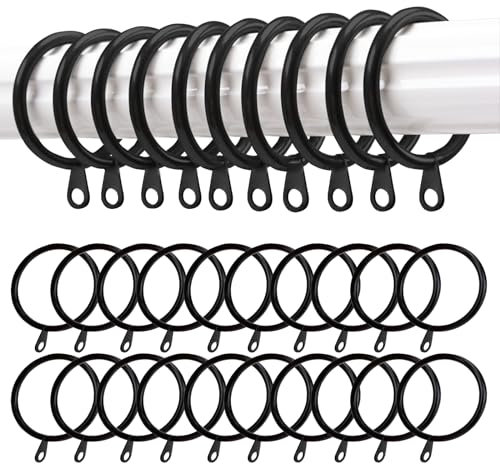 QUMENEY 40 anillos de metal para cortinas con ojales para barra de cortina, color negro vintage (1.77 pulgadas de diámetro interior)