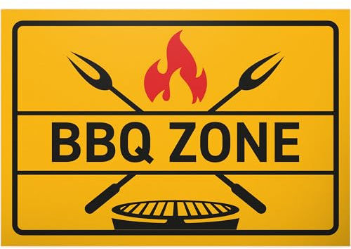 DankeDir! BBQ Zone – 30 x 20 cm – Targa in plastica – Regalo di compleanno per porta con scritta divertente barbecue – decorazione per feste – idea regalo per lui