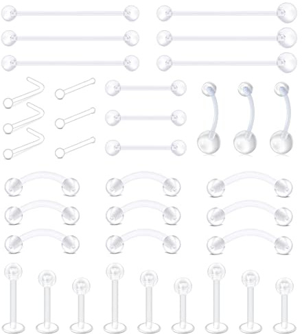 Incaton Klare Retainer aus Kunststoff für Nase, Cartilage, Ohr, Lippen, Augenbrauen, Helix Hoop, Tragus, Septum Hufeisen Piercing Rings Schmuck