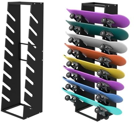 SUYUDD Bodenstehender Skateboard-Ständer, Holz-Präsentationsständer für Snowboard, Longboard, Surfbrett, 8-lagiges Snowboard-Aufbewahrungsregal für Häuser, Garagen, Clubs, Skate-Shops