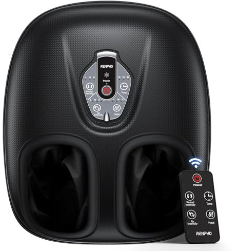 RENPHO Foot Massager Machine with Heat for Plantar Fasciitis, Shiatsu Kneading, 3 Heat Levels, Wireless Control Electric Feet Massager, Christmas Gifts for Women and Men