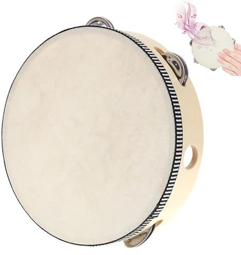 Tambor de Mano,Pandereta de Madera,Tambor Campana,Tambor Mano Una Hilera, Tambores de Mano de Percusión de Madera,Utiliza para fiestas de baile infantiles,Juegos de fiesta,Acompañamiento de canto