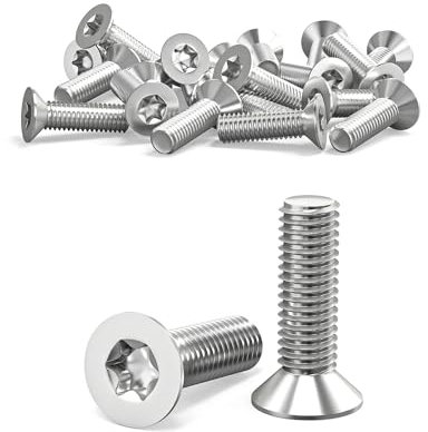 ORTAVA 20 Stück Senkkopfschrauben M6 x 20 mm, M6 Senkkopfschrauben Torx Edelstahl 304, Senkkopfschraube mit Innensechsrund/Torx (ISR/TX) nach Norm ISO 14581 / DIN 965, für Maschinen, Geräte und Möbel