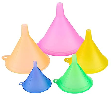 Mini Embudo de Plástico para Cocina, 5 Unidades, para Líquidos | Embudo de Aceite de Cocina, Mini Embudos para Cocina, Fácil de Limpiar y Usar, para Aceitera y Vial