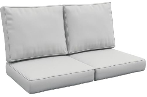 Outsunny 2 Seater Outdoor Seat Cushions, Backrest, Water Repellent Seat Pads for Dining Chair, Swing, Sofa, Light Grey