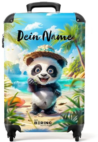 NoBoringSuitcases© Kinderkoffer, Koffer Personalisiert, Kinder Koffer, | 55x40x20 cm - Koffer Kinder, Kinder Reisekoffer, Reisetasche Kinder, Koffer Für Handgepäck, Handgepäck (Panda - Tropisch)