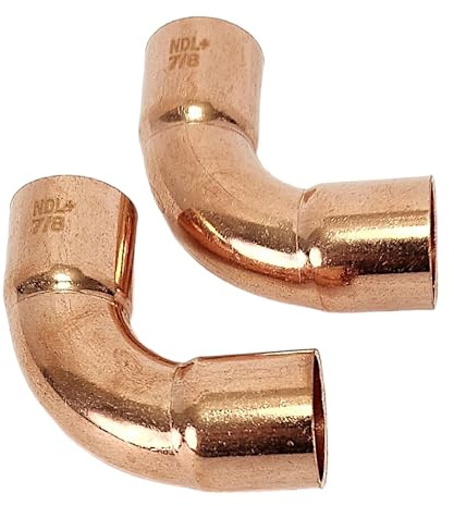 Copper Pipe Coupling 7/8 OD Elbow, 90° Long Radius Press Fittings for Air Conditioning & Plumbing | Copper Fittings C x C, Sweat Solder Joint, High Thermal Conductivity, Easy Installation (Pack of 2)