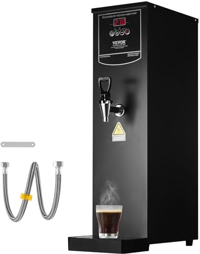 VEVOR Distributeur d'Eau Chaude Électrique Commercial 20 L, Fontaine à Eau Chaude 3000 W 50 L/h, avec Tube Chauffant en Acier Inoxydable, Chauffage Rapide Étape par Étape, pour Café, Thé, Bureau