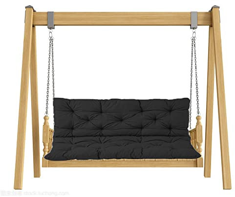 Ersatzkissen für Gartenmöbel, für 3-Sitzer, Schaukelbank, Outdoor, Schwarz, Rückenlehnenkissen, 100 x 100 x 8 cm