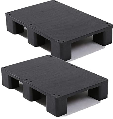 Robustes, modulares Kunststoff-Palettenstauregal für Küchenschrank, Lagerung, 500 kg, Kapazität Gabelstaplerpaletten für Lager, Garage, Schwarz, 2 Stück (80 x 80 x 12 cm)