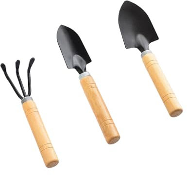Benixmidart 3Pcs Gardening Tools, Mini Tool Set Indoor Garden Kit Miniature Gardening Rake|Trowel |Shovel for Gardening Supplies (Thick handle)