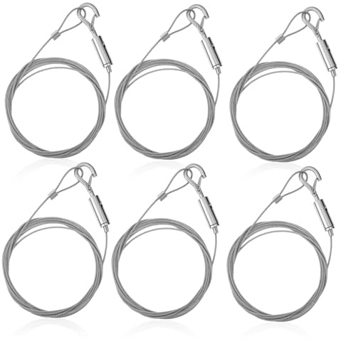 jojofuny 6pezzi Cavo Acciaio Inossidabile Per Appendere Foto e Specchi Filo Di Sospensione Con Gancio Sicuro Capacità Di Carico Per Decorazioni Domestiche e Lampade