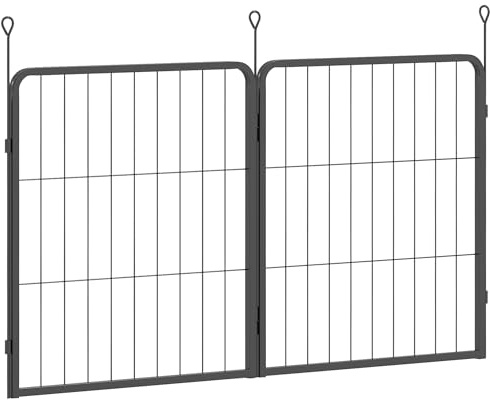 PawHut Hundestall, 2 Platten Welpenstall, tragbar, abnehmbar, für kleine Hunde, 60cm hoch, schwarz