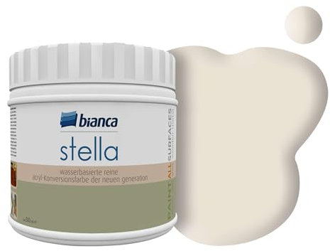 Bianca Stella Vernice per mobili premium senza carteggiatura per cucina e bagno, Beige marmo, Lucido, 500ml, a base acquosa, vernice acrilica per tutte le superfici, legno, piastrelle, metallo